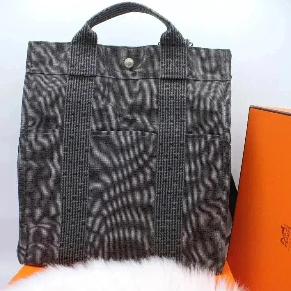 Hermès Gender Neutral Dark  Grey Canvas Backpack